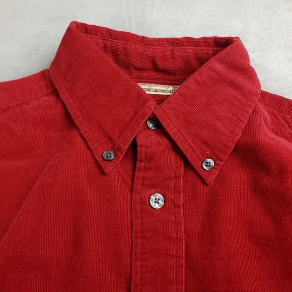 Vintage 90s Thomas Burberry Corduroy Shirt Mens Small Button Down Red Classic - Picture 8 of 13
